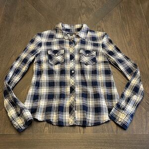 Tommy Hilfiger Blue Plaid Button Down Shirt Medium